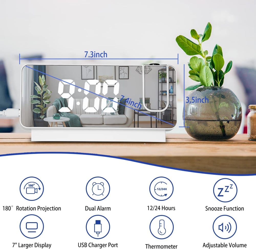 Mirror Projection Alarm Clock Mivoza Deutschland