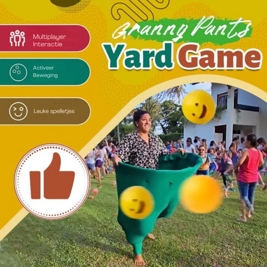 Vrolijk familiespel met reuzenbroek – plezier voor jong en oud