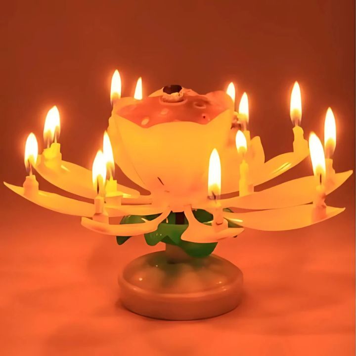 1+1 Gratis | Magische Geburtstagskerze – Rotierende Lotusblume mit Musik Mivoza Deutschland