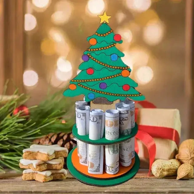 1+1 gratis | Houten kerstgeldhouder – Feestelijke cadeaumagie creëren