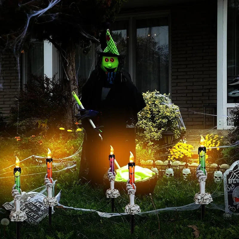 Zonne-energie Schedelkaarslamp – Spookachtig Licht voor Tuin, Erf en Terras