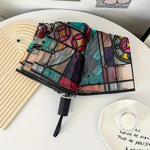 Automatische paraplu – Vintage design met glas-in-lood look en windbescherming