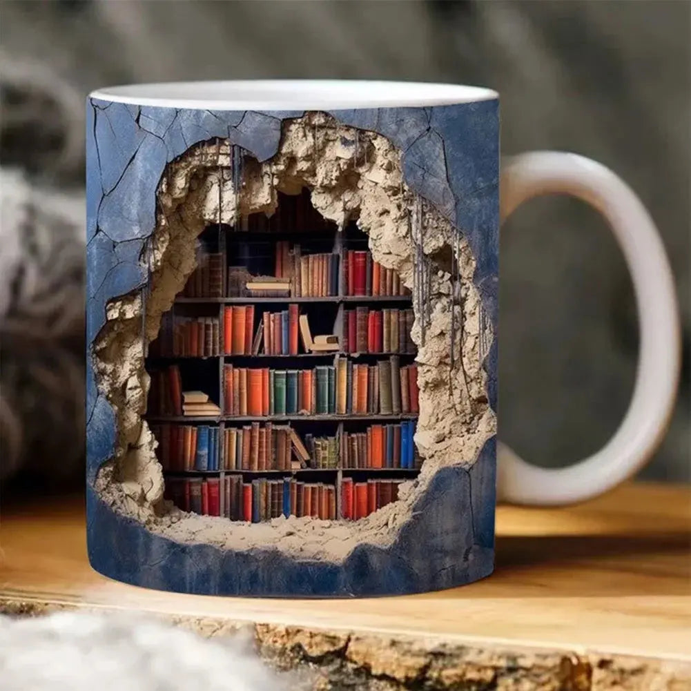 3D Boekenplank Mok – Elke slok een moment vol inspiratie