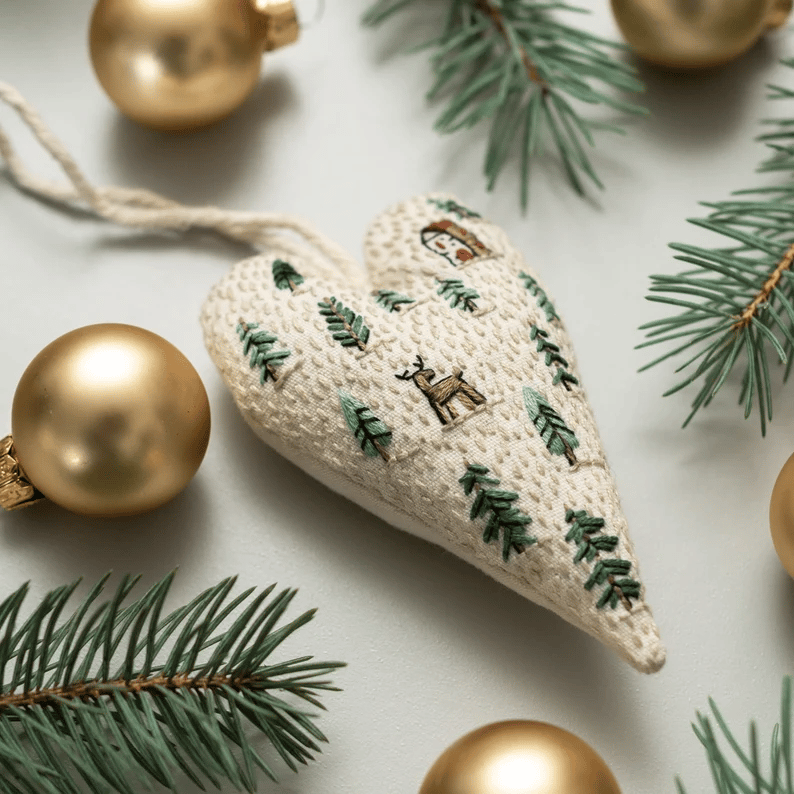 💖DIY Heart Shaped Hand Embroidered Christmas Ornament/Ornament Kit Mivoza Deutschland