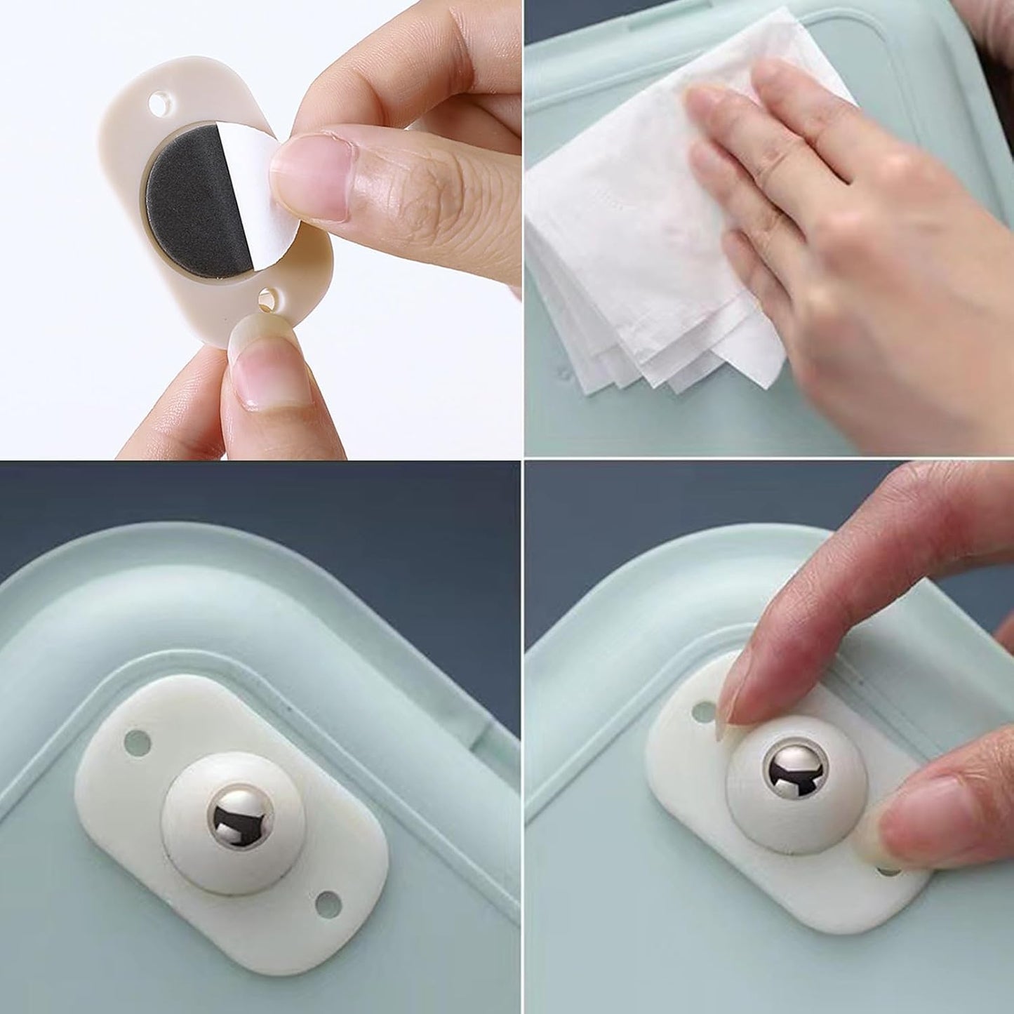 Set van 8 zelfklevende 360° miniwielen voor opslag & meubels Mivoza Duitsland