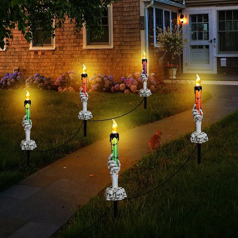 Zonne-energie Schedelkaarslamp – Spookachtig Licht voor Tuin, Erf en Terras