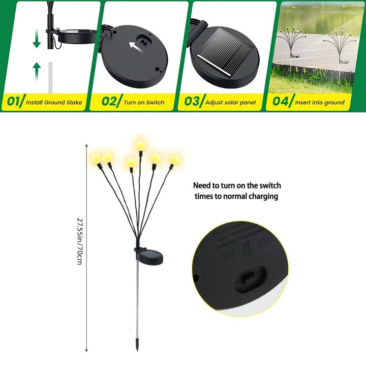 Waterdichte Solar-Vuurvliegjeslampjes (6 LED's)