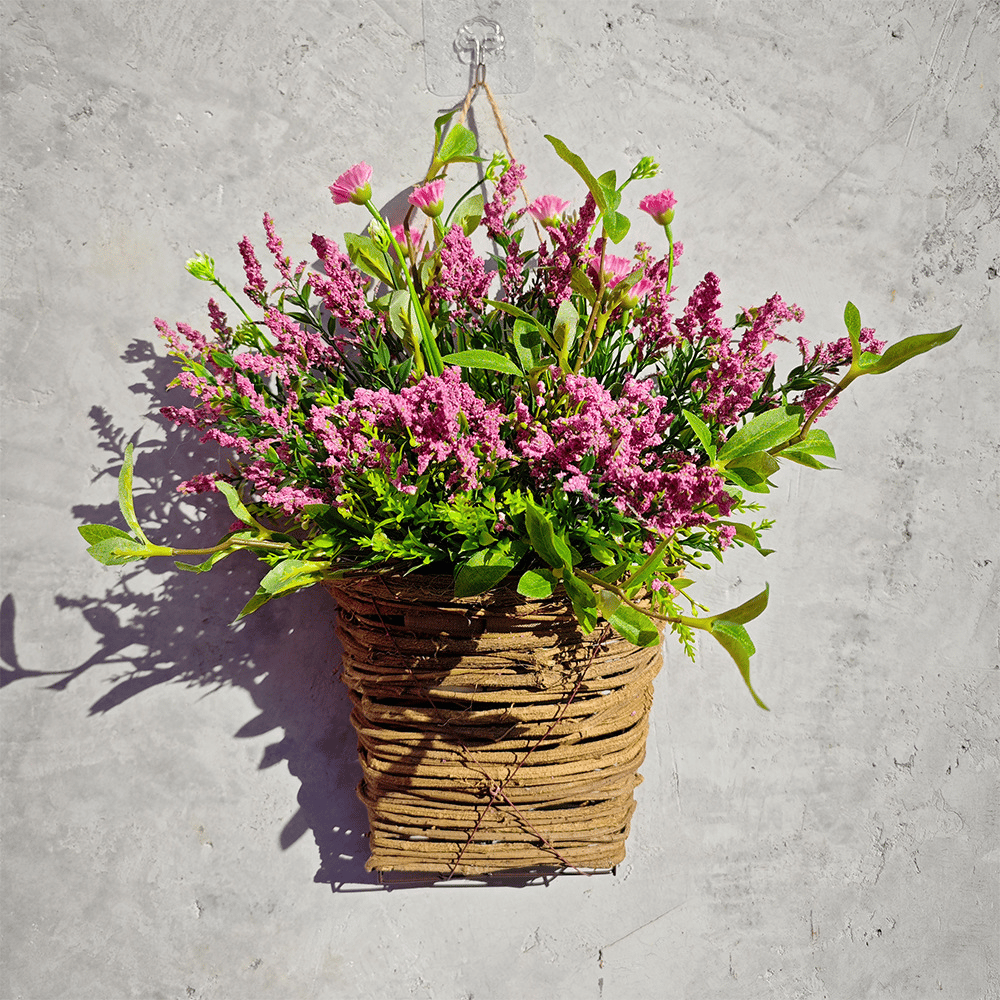 Hortensia Rotan Mand – Crèmekleurige Bloemdeurdecoratie om Op te Hangen