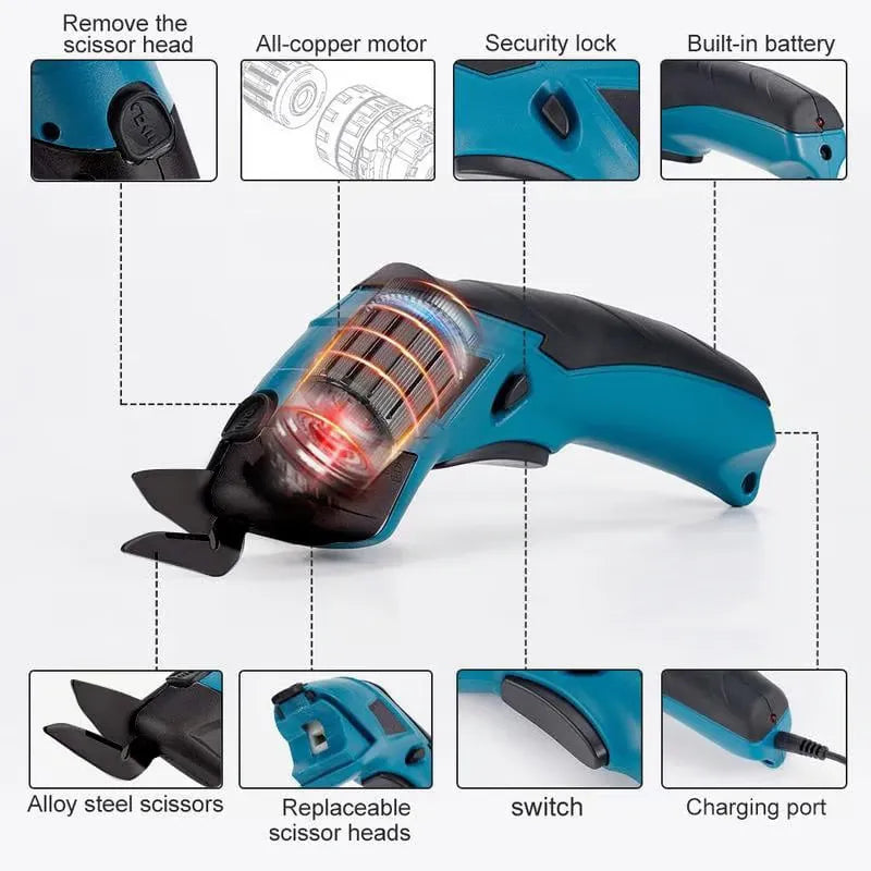 Draadloze Elektrische Schaar — USB Oplaadbaar met Ergonomisch Handvat
