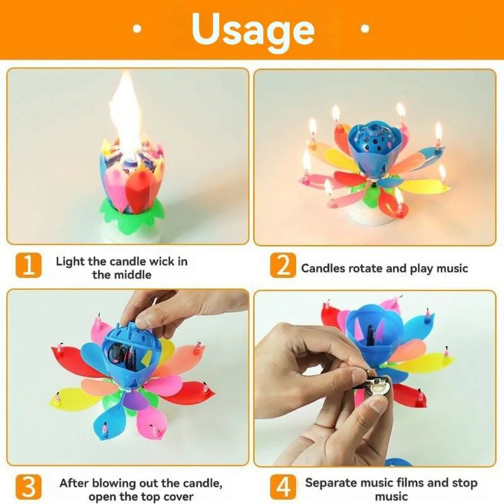1+1 Gratis | Magische Geburtstagskerze – Rotierende Lotusblume mit Musik Mivoza Deutschland