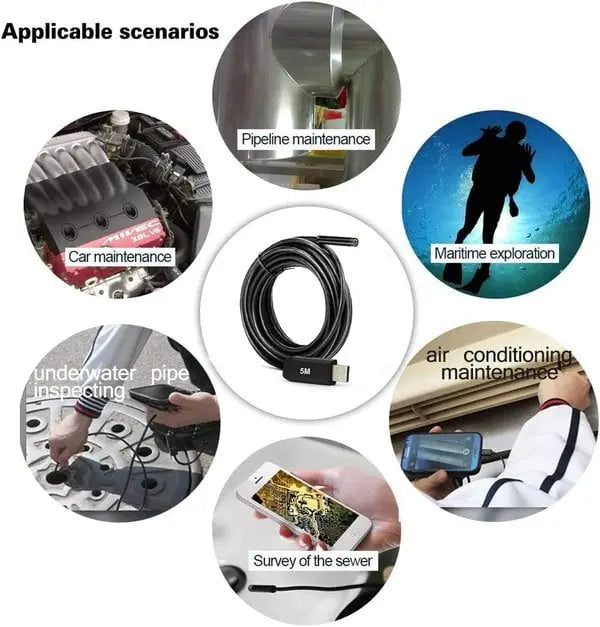 Waterdichte Inspectiecamera – HD Endoscoop met 5m Kabel