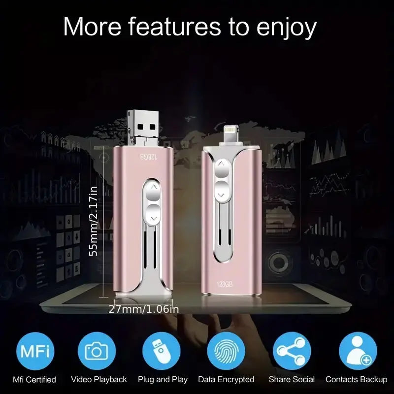 Multifunctionele USB-stick voor iPhone, Android en PC-back-up