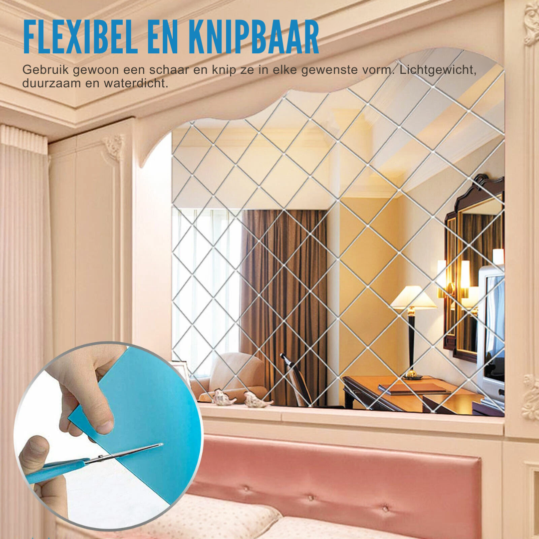 Ultraflexibele spiegelmuursticker - veilig en breukvast