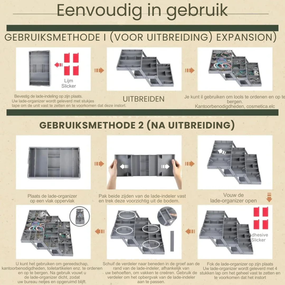 3-laags slimme lade-organizer – opbergruimte