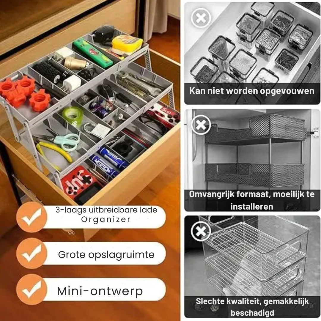 3-laags slimme lade-organizer – opbergruimte
