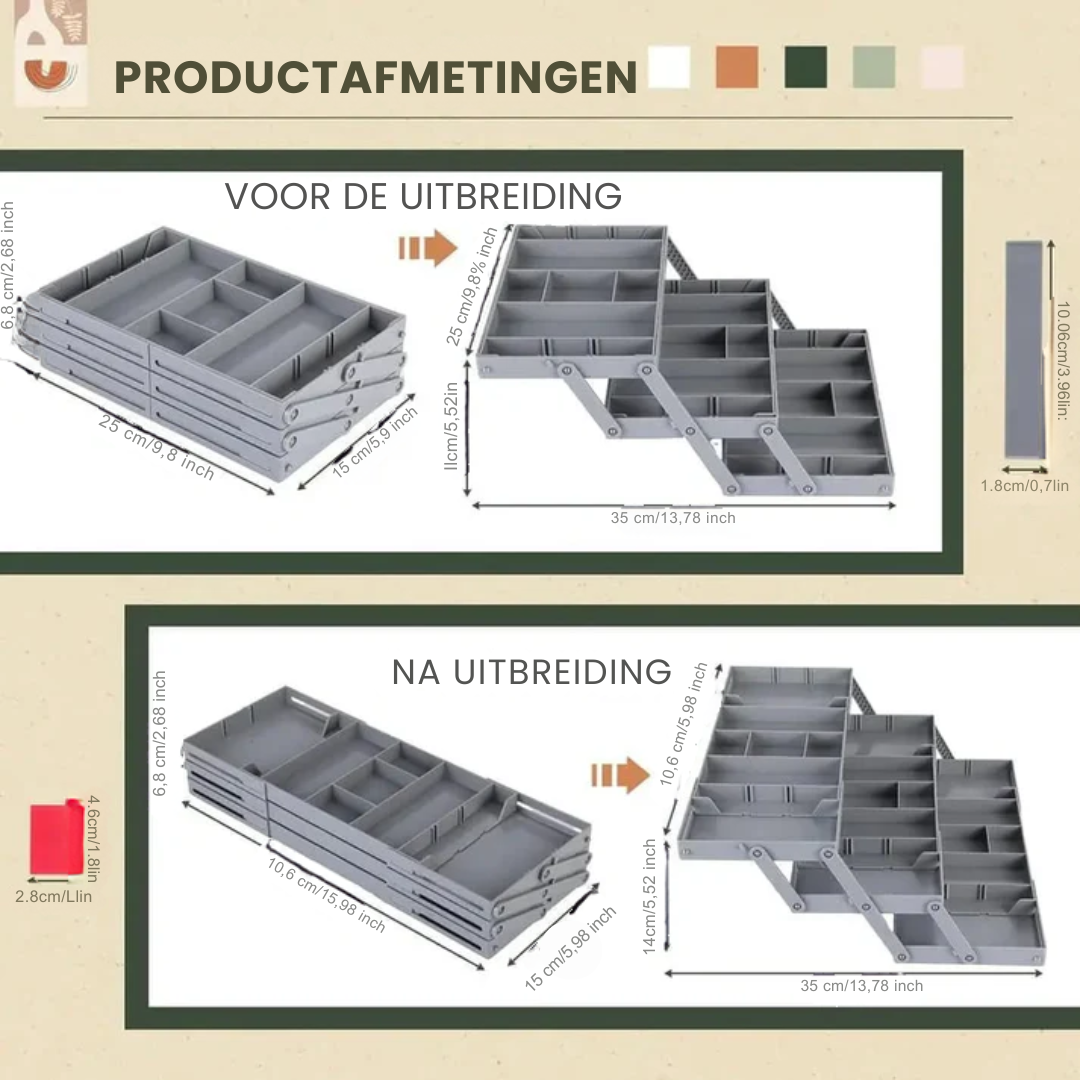 3-laags slimme lade-organizer – opbergruimte