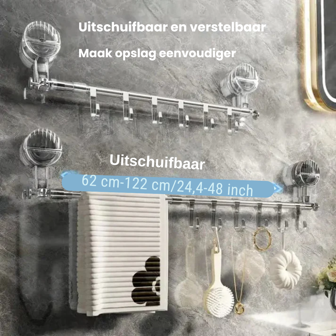 Handdoekhouder met zuignap – boren niet nodig