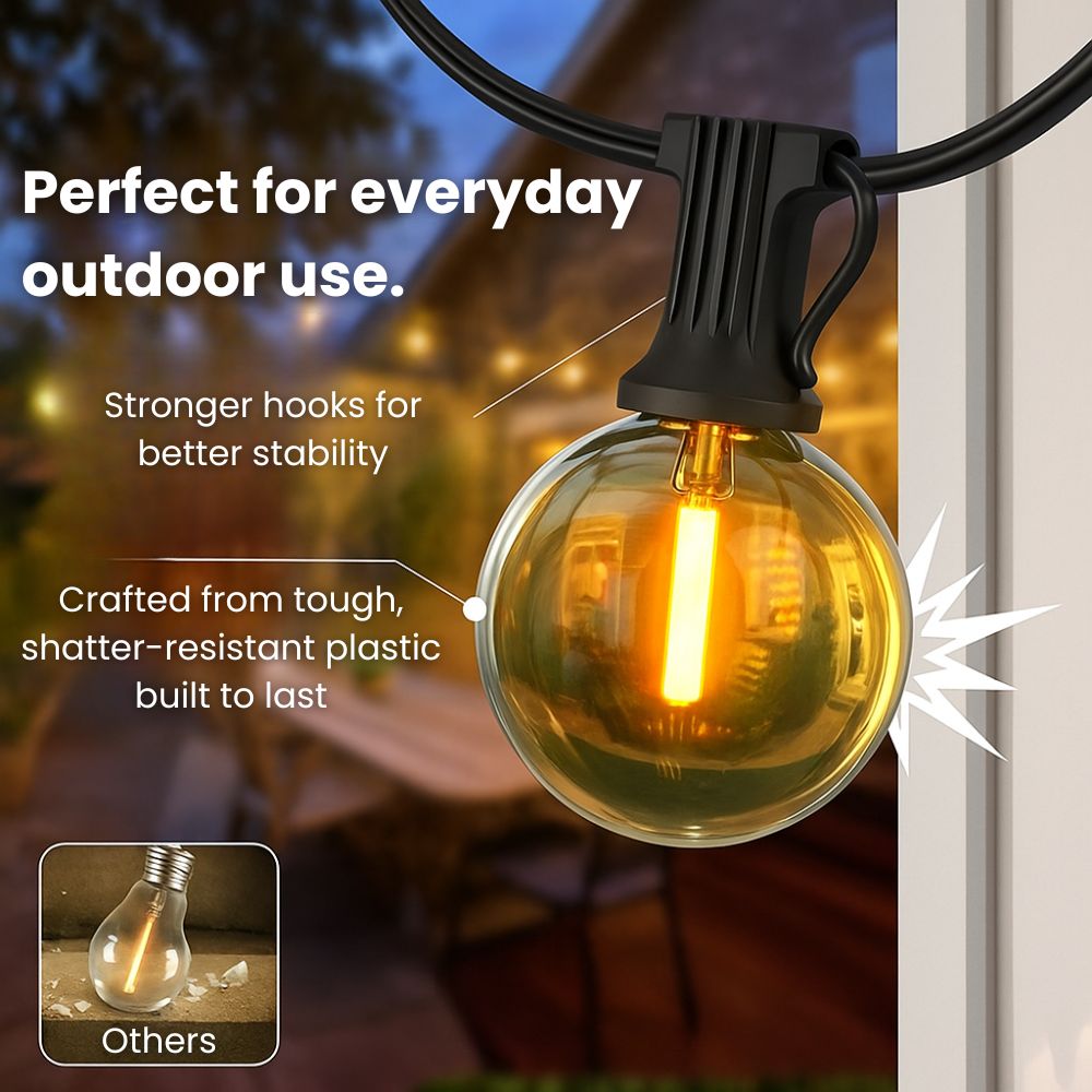 Zonne-energie Buiten Lichtsnoer — 15 Meter Warm Wit LED Waterdicht