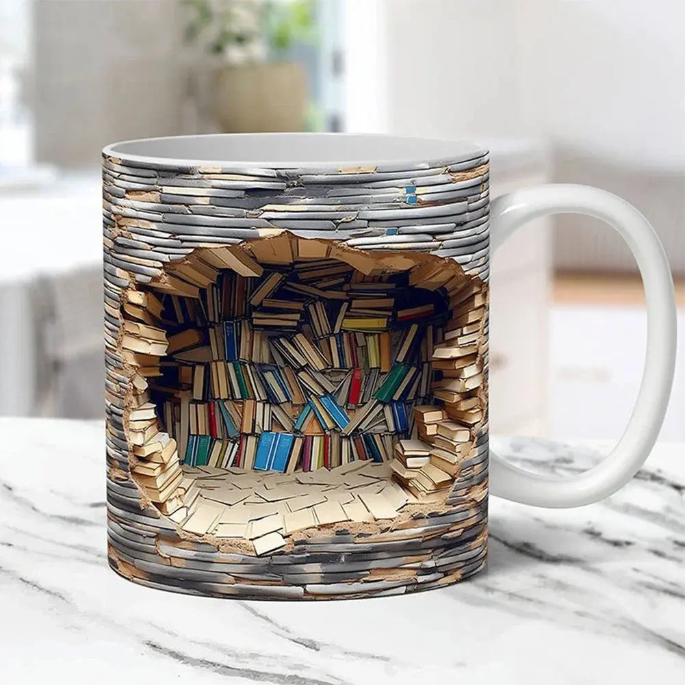 3D Boekenplank Mok – Elke slok een moment vol inspiratie