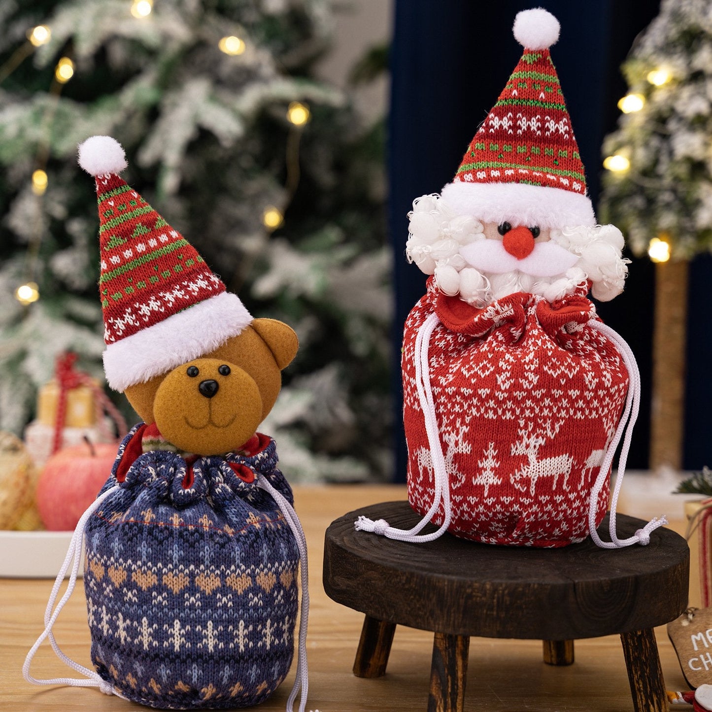Gebreide poppen kerstzak — liefdevol & bijzonder cadeauidee