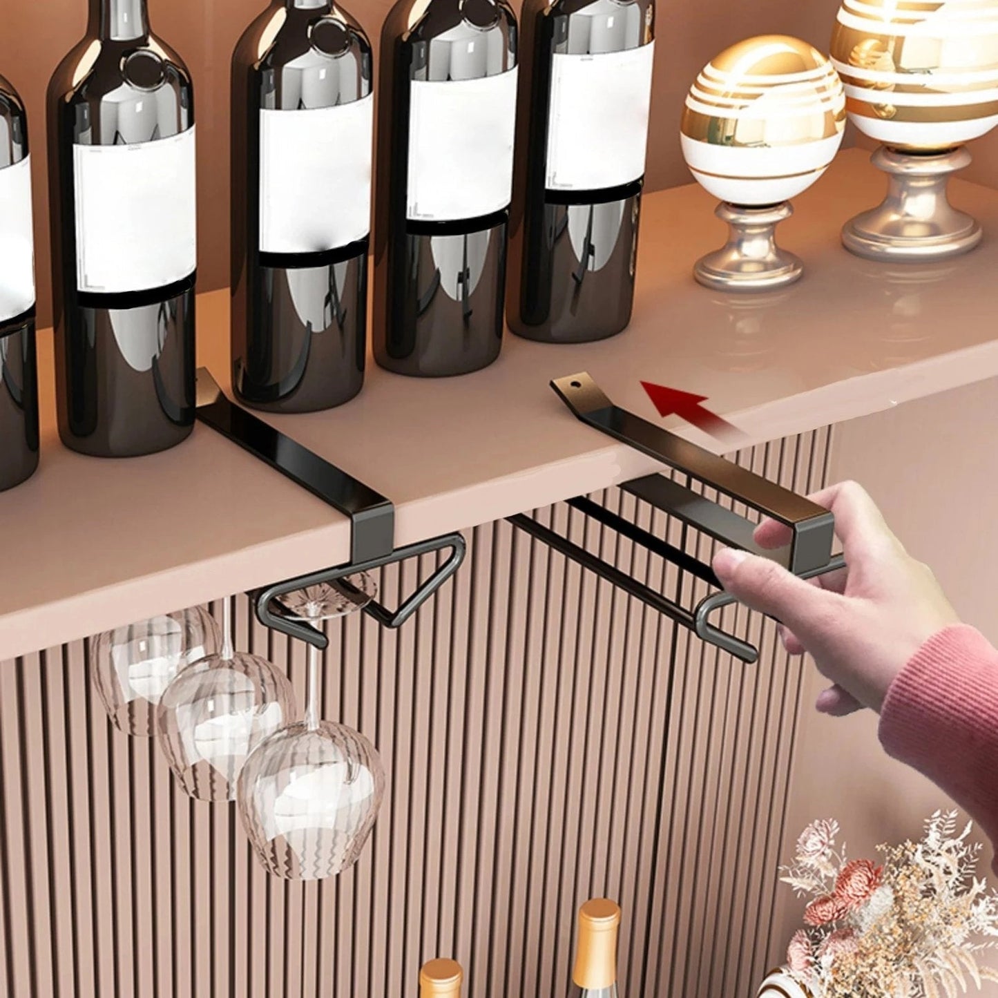 Wijnrek voor ondertoonbankinstallatie — Ruimtebesparende glazenhouder met gemakkelijke installatie
