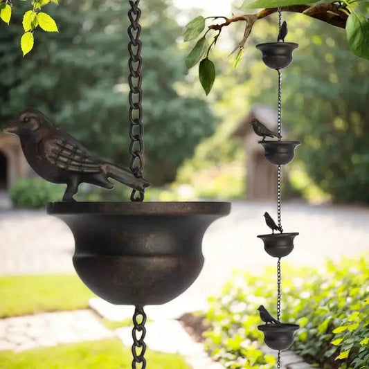 Regenketting met vogelbad – maak van regen een betoverend moment