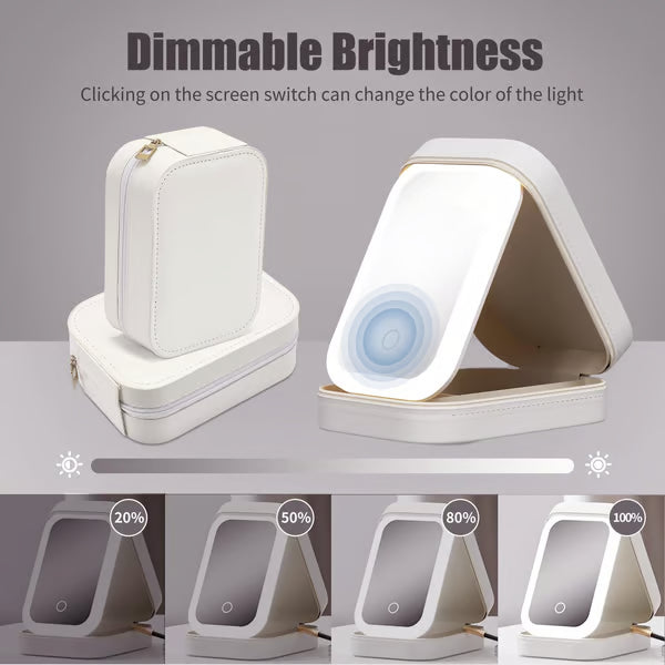 Draagbare Make-up Organizer — Compact LED-spiegel met Verstelbare Verlichting