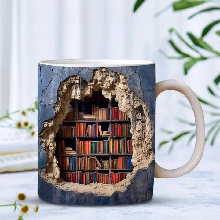 3D Boekenplank Mok – Elke slok een moment vol inspiratie
