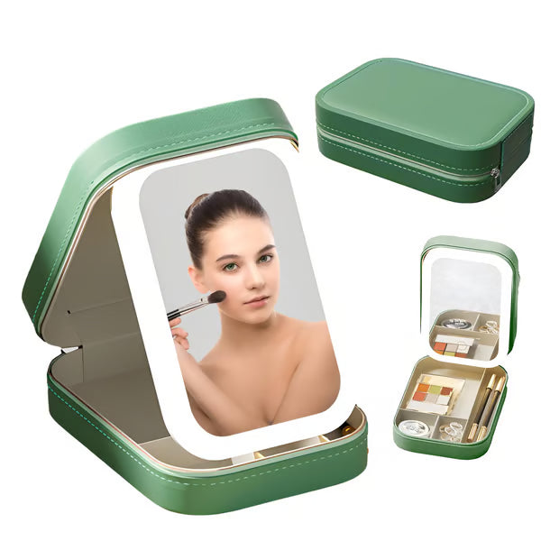 Draagbare Make-up Organizer — Compact LED-spiegel met Verstelbare Verlichting