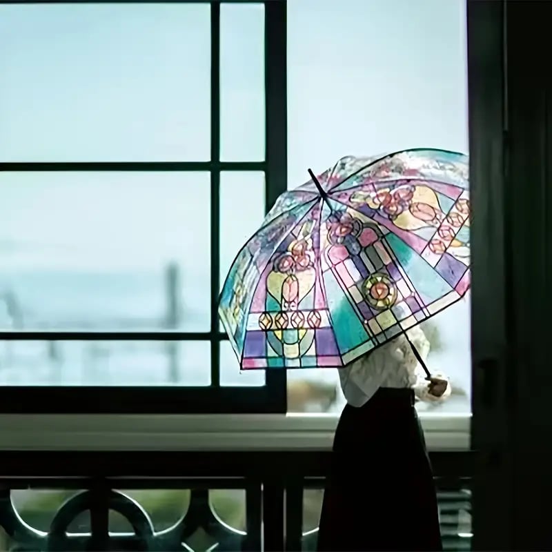 Automatische paraplu – Vintage design met glas-in-lood look en windbescherming