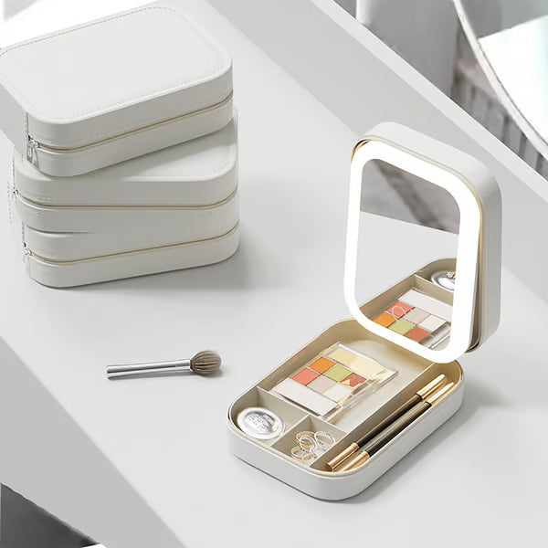 Draagbare Make-up Organizer — Compact LED-spiegel met Verstelbare Verlichting