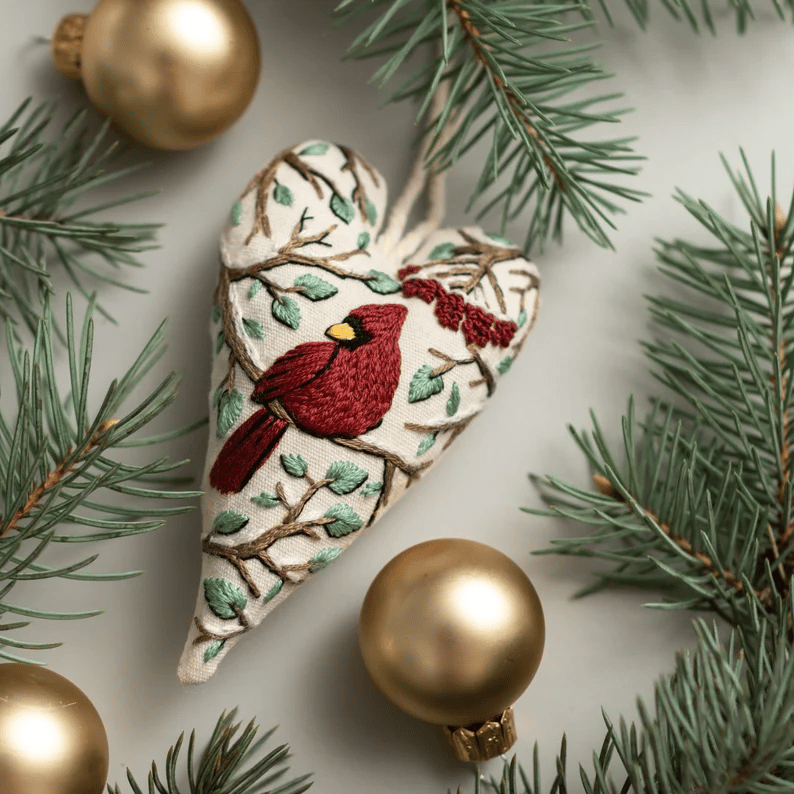 💖DIY Heart Shaped Hand Embroidered Christmas Ornament/Ornament Kit Mivoza Deutschland