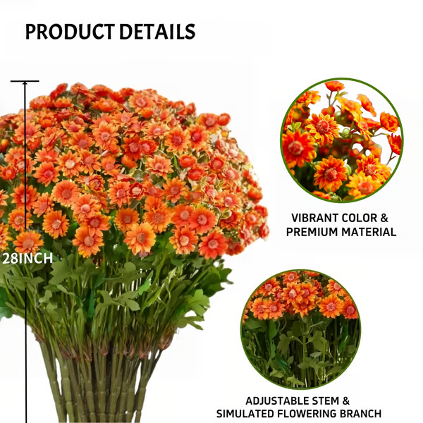 🏆Flash Sale⚡Artificial Outdoor Sunset Mums Flowers - UV resistant, Waterproof, Windproof Mivoza Deutschland