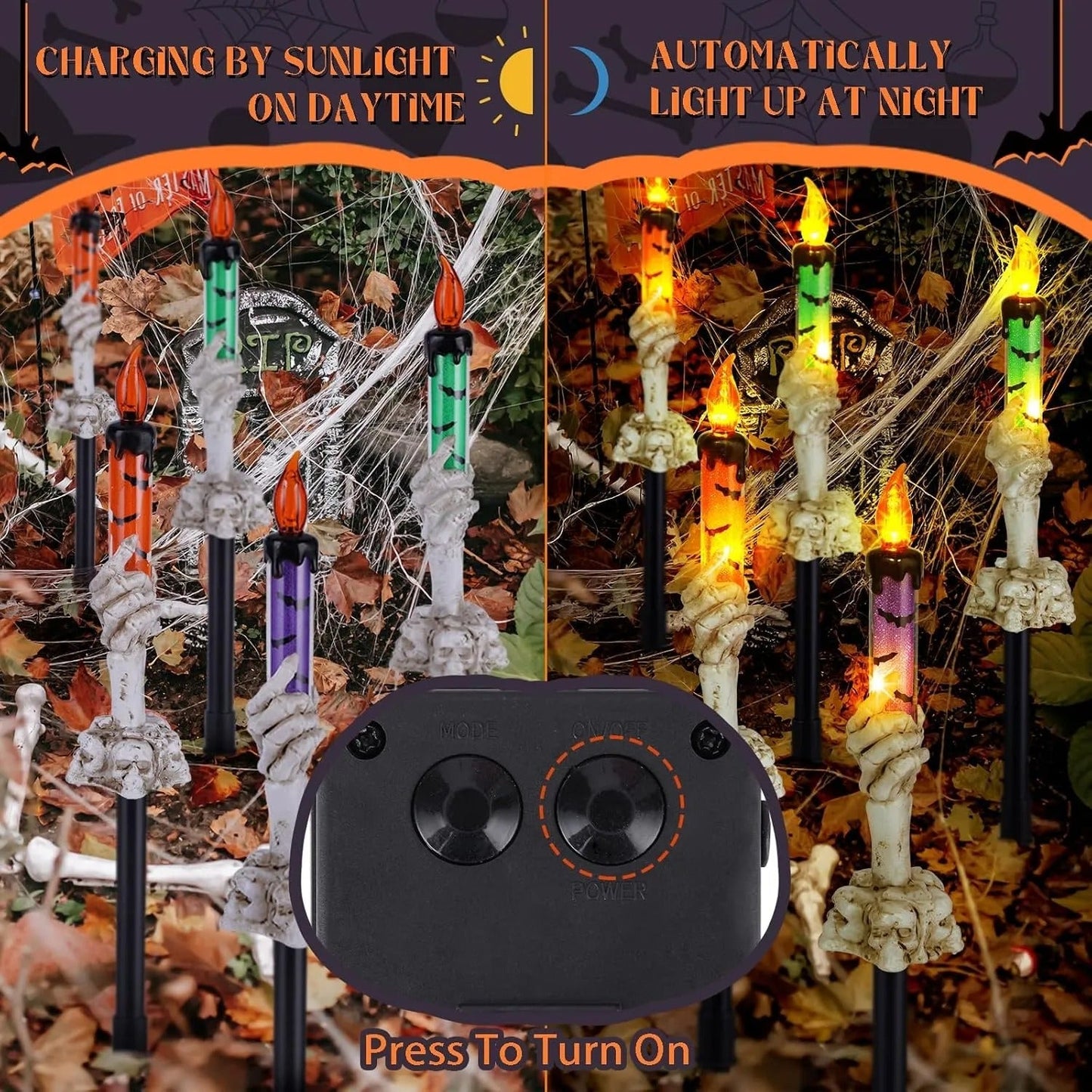 Solar-Schädel-Kerzenlicht – Solarbetriebene Outdoor-Halloween-Dekoration Mivoza Deutschland