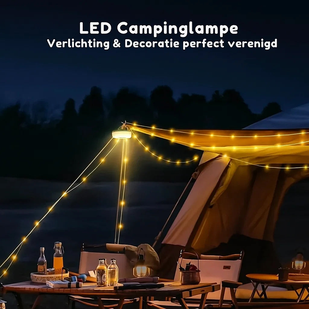 4-in-1 Campinglamp – Licht, Power & Comfort in één