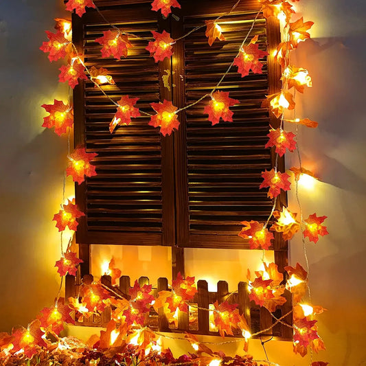 Herfst esdoornblad LED slingerlichten — warm licht & gezellige sfeer