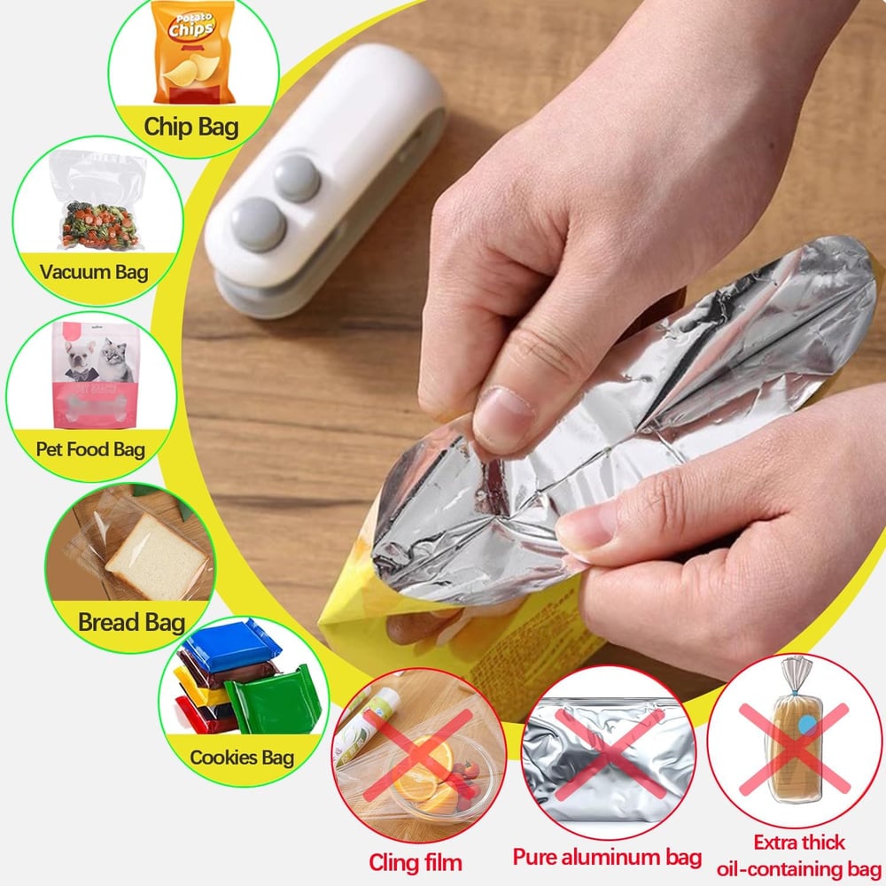 2-in-1 Zakkenverzegelaar & Snijder voor Verse Snacks