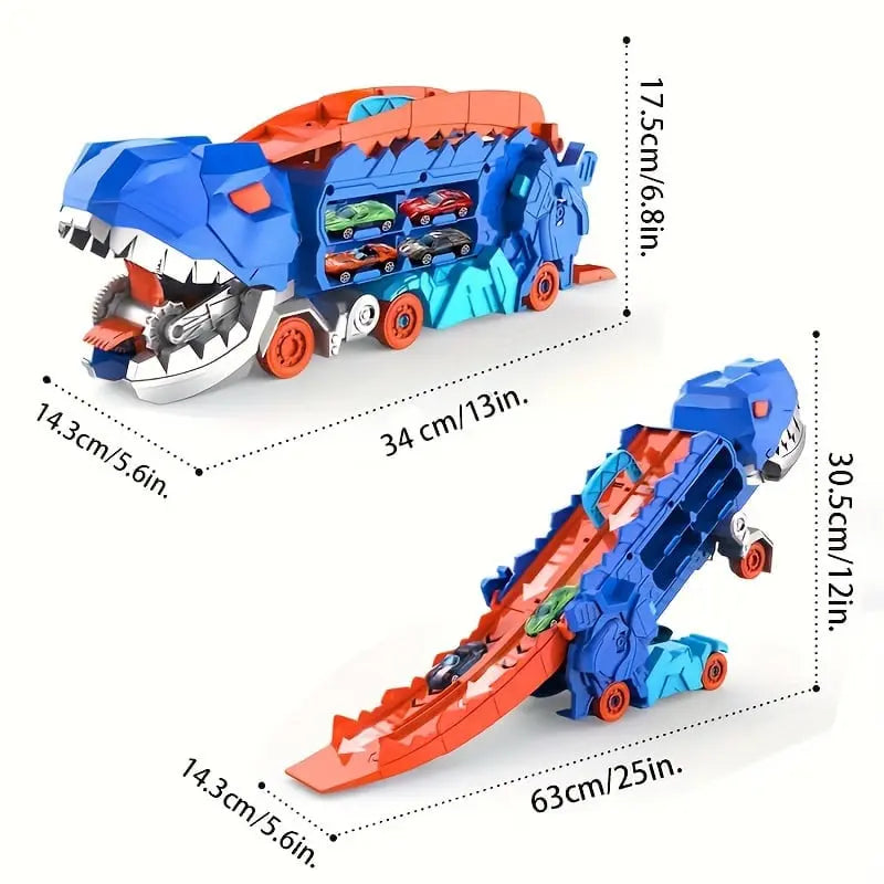 Dinosaur Transporter – Opvouwbare Racebaan met Metalen Auto's