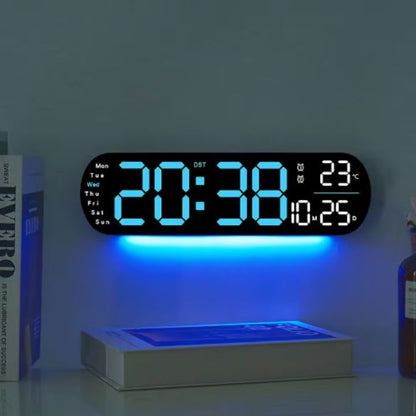 Digitale wandklok met groot LED-display en afstandsbediening