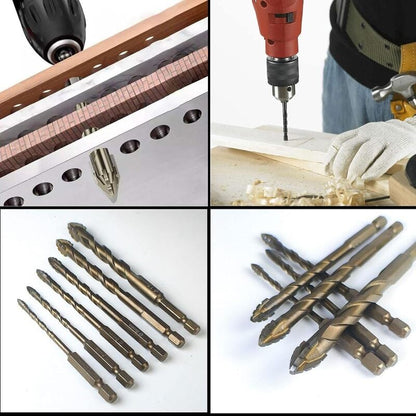Gezette boorbit set — titanium gecoat & hittebestendig met 4-flute ontwerp 6-delige set