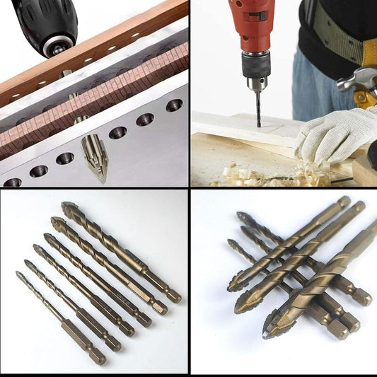 Gezette boorbit set — titanium gecoat & hittebestendig met 4-flute ontwerp 6-delige set