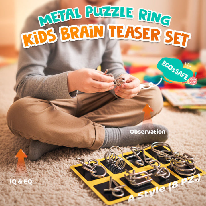 Interlock metaalpuzzel set — perfect voor kerst en spelletjesavonden 8-delige set