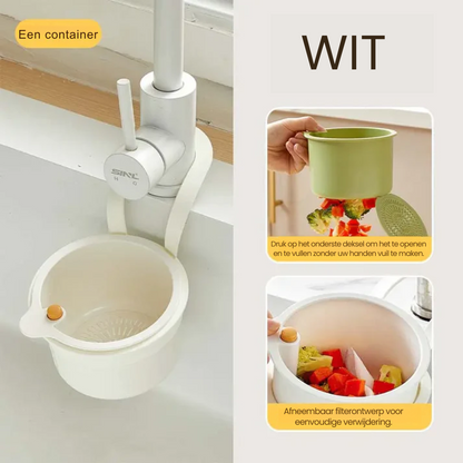 2-in-1 hangende gootsteenzeef met klikopening