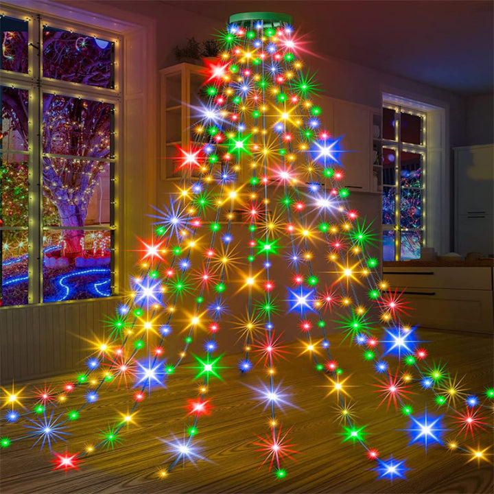 Kerstboom watervalverlichting — geen gedoe meer met lichtjes inwikkelen