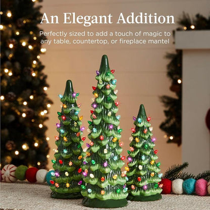 Kerstboom tafeldecoratie — sfeerverlichting volledig draadloos 3-delige set