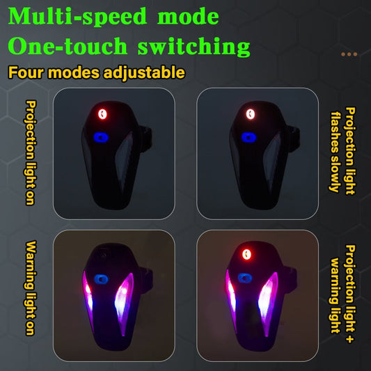 Achterspatbordfietslicht — Waterdicht LED veiligheidslicht met projectie (2 stuks)