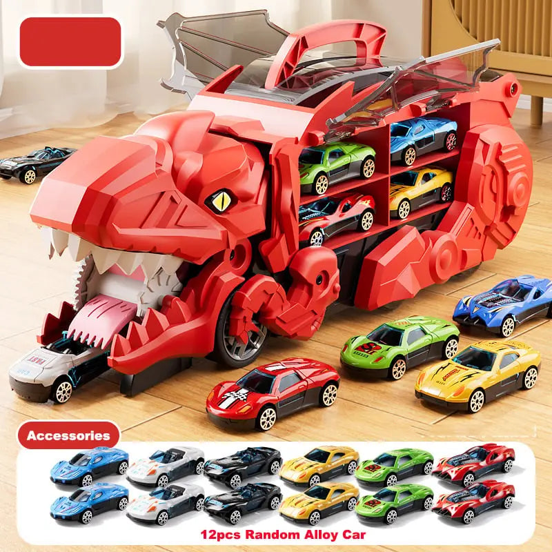 Dinosaur Transporter – Opvouwbare Racebaan met Metalen Auto's