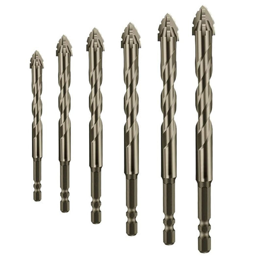 Gezette boorbit set — titanium gecoat & hittebestendig met 4-flute ontwerp 6-delige set