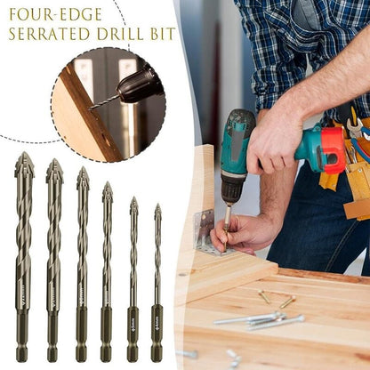 Gezette boorbit set — titanium gecoat & hittebestendig met 4-flute ontwerp 6-delige set