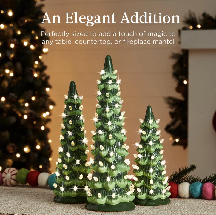 Kerstboom tafeldecoratie — sfeerverlichting volledig draadloos 3-delige set